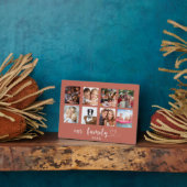 Familiefoto collage liefde hart script terracotta fotoplaat (Zijkant)