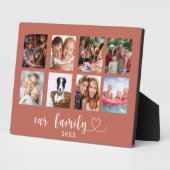 Familiefoto collage liefde hart script terracotta fotoplaat (Zijkant)