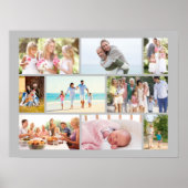 Familiefoto Collage Masonry Style Gray Poster (Voorkant)