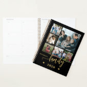 Familiefoto collage modern zwart goud 2026 planner (Display)