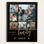 Familiefoto collage modern zwart goud 2026 planner (Voorkant)