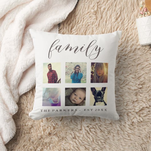 Familiefoto Collage Naam & Jaar Est Kussen (Deken)