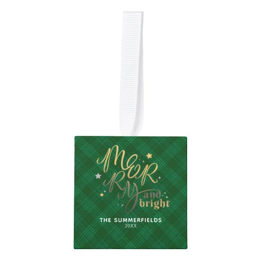 Familiefoto Collage Plaid Merry Bright Christmas Decoratie (Voorkant)