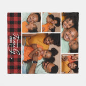 Familiefoto Collage Red Buffalo Plaid Fleece Deken (Voorkant (Horizontaal))