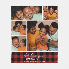 Familiefoto Collage Red Buffalo Plaid Fleece Deken