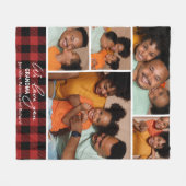 Familiefoto Collage Red Buffalo Plaid Fleece Deken (Voorkant (Horizontaal))