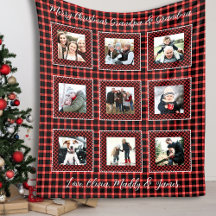 Familiefoto Collage Red Plaid Kerstmis