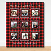 Familiefoto Collage Red Plaid Kerstmis Fleece Deken