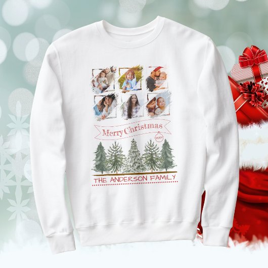 Familiefoto Collage Retro  Vrolijk Kerstfeest Trui