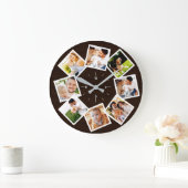 Familiefoto Collage Rustic Farmhouse Dark Brown Grote Klok (Huis)