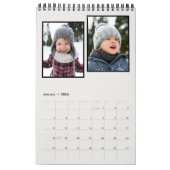 Familiefoto collage rustige monogram zwart & crème kalender (Jan 2026)
