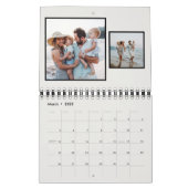 Familiefoto collage rustige monogram zwart & crème kalender (Mar 2023)