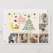 Familiefoto Collage Schattig Schattige Beer Kerst Feestdagenkaart (Voorkant)