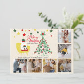 Familiefoto Collage Schattig Schattige Beer Kerst Feestdagenkaart (Staand voorkant)