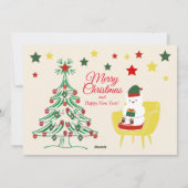 Familiefoto Collage Schattig Schattige Beer Kerst Feestdagenkaart (Achterkant)