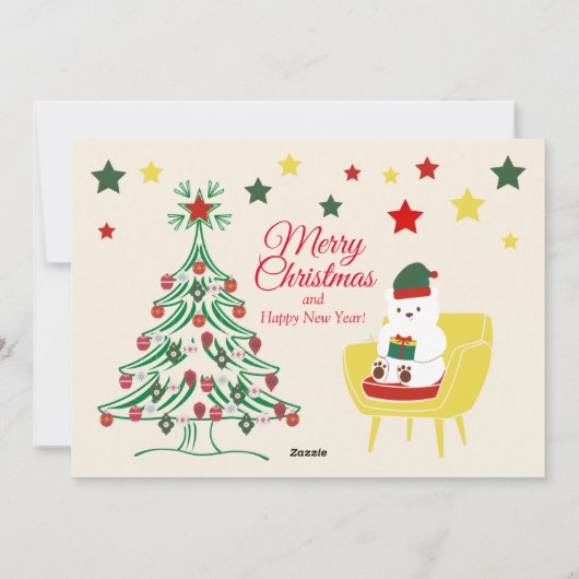 Familiefoto Collage Schattig Schattige Beer Kerst Feestdagenkaart (Achterkant)