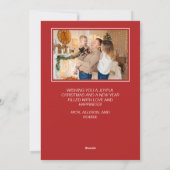 Familiefoto Collage Vrolijk Kerstrood Feestdagenkaart (Achterkant)