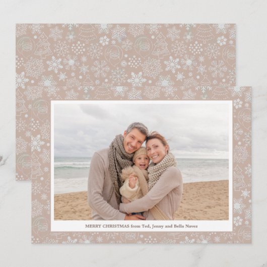 Familiefoto Editable Kleur Traditionele Kerstmis Feestdagenkaart (Voorkant / Achterkant)