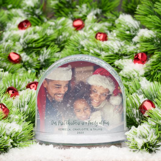 Familiefoto Eerste Kerst met Hond Custom Sneeuwbol (Kerstmis)