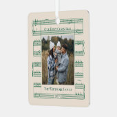 Familiefoto Eerste Kerstfeest Fa La  Blad Metalen Ornament (Voorkant links)