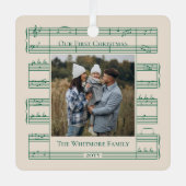 Familiefoto Eerste Kerstfeest Fa La  Blad Metalen Ornament (Voorkant)