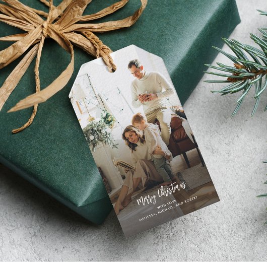 Familiefoto Elegant Modern Christmas Cadeaulabel