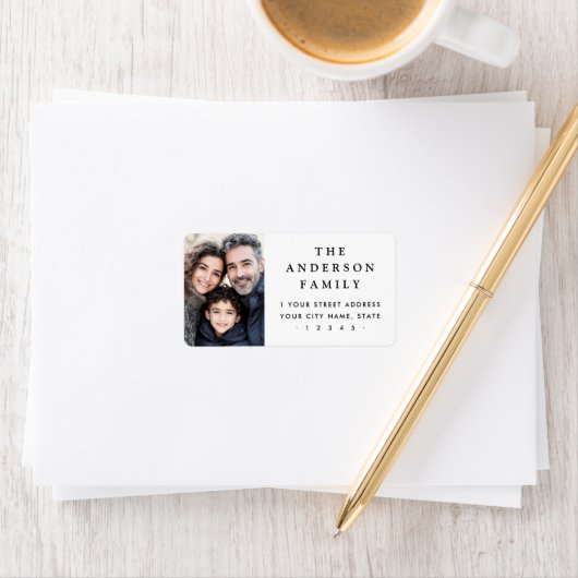 Familiefoto elegant wit retouradres etiket (Insitu)