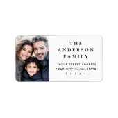 Familiefoto elegant wit retouradres etiket (Voorkant)