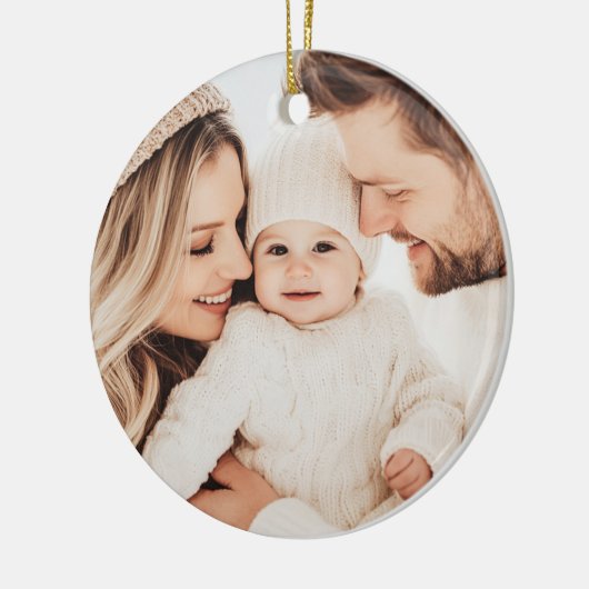 Familiefoto elegante grensnaam jaar grenen groen keramisch ornament (Links)