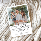 Familiefoto elegante kalligrafie Vrolijk kerstfees Feestdagenkaart