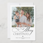 Familiefoto elegante kalligrafie Vrolijk kerstfees Feestdagenkaart (Voorkant)