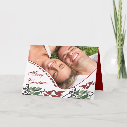 Familiefoto Elegante Vogels Art Nouveau Vakantie Feestdagen Kaart (Voorkant)