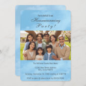 Familiefoto en Blue Sky Housewarming Uitnodiging (Voorkant / Achterkant)