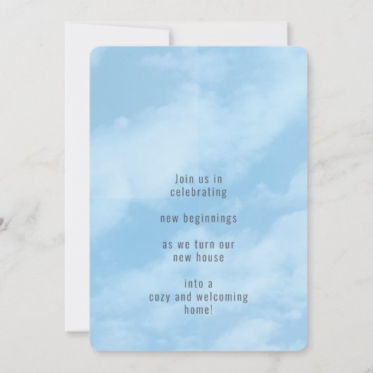 Familiefoto en Blue Sky Housewarming Uitnodiging (Achterkant)