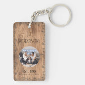 Familiefoto en naam | Uw grappige offerte | Rustie Sleutelhanger (achterkant)
