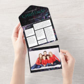 Familiefoto en nieuwsbrief met vakantiekaart all in one uitnodiging (Afscheurbaar)