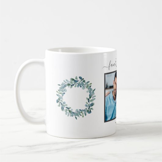 Familiefoto eucalyptus greenery witte naam koffiemok (Links)