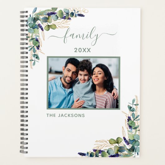 Familiefoto eucalyptus wit elegant 2025 planner (Voorkant)