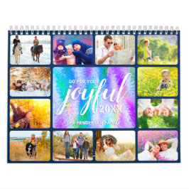 Familiefoto Faux Iridescent Holographic 2025 Kalender