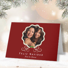 Familiefoto Feliz Navidad Gevouwen Vakantie Kaart