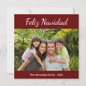 Familiefoto Feliz Navidad Modern Christmas Red Feestdagenkaart (Voorkant)