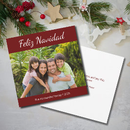Familiefoto Feliz Navidad Modern Christmas Red Feestdagenkaart