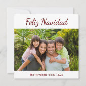 Familiefoto Feliz Navidad Modern Kerstmis Feestdagenkaart (Voorkant)