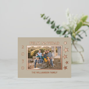 Familiefoto Feliz Navidad Roos goudfolie Folie Feestdagen Briefkaart