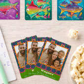 Familiefoto  Folk Butterfly Flowers Custom Pokerkaarten