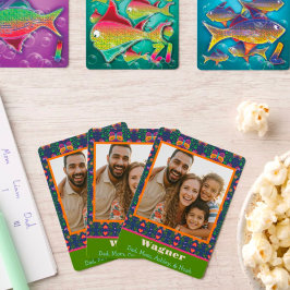 Familiefoto Folk Butterfly Flowers Custom Pokerkaarten