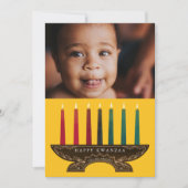 Familiefoto geïllustreerde Kinara Kwanzaa Feestdagenkaart (Voorkant)