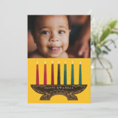 Familiefoto geïllustreerde Kinara Kwanzaa Feestdagenkaart (Staand voorkant)