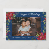 Familiefoto gelukkigste Feestdagen Botanische Kers Feestdagenkaart (Voorkant)