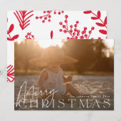 Familiefoto gelukkigste kerstfeestdag Fotokaart Feestdagenkaart (Voorkant / Achterkant)